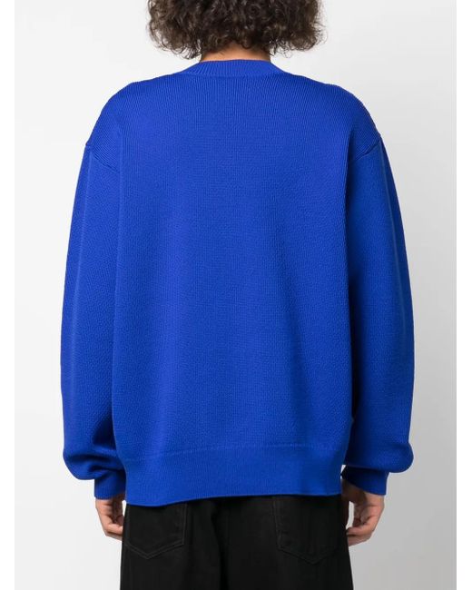Isabel Marant Blue Jacquard Logo Knit Sweater for men