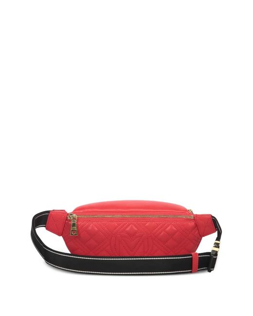 Love Moschino Pink Logo-Plaque Quilted Belt Bag
