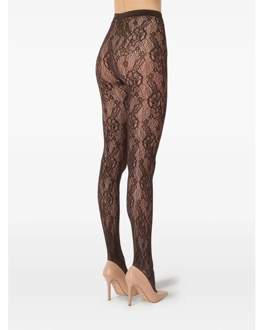 Wolford Natural Floral Lace-Mesh Tights