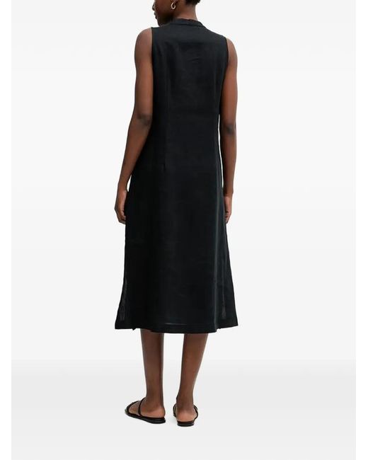 Benetton Black Sleeveless Linen Midi Dress