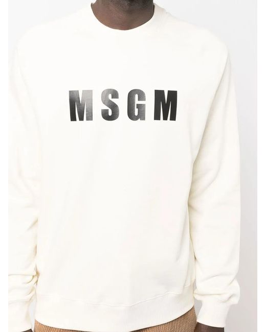 MSGM White Logo-Print Sweatshirt for men