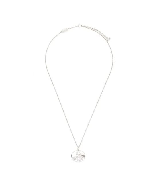 Vivienne Westwood White Rosabelle Orb-Plaque Disc Necklace