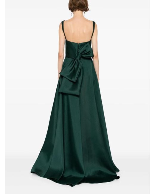 Amsale Green Square-Neck Gown