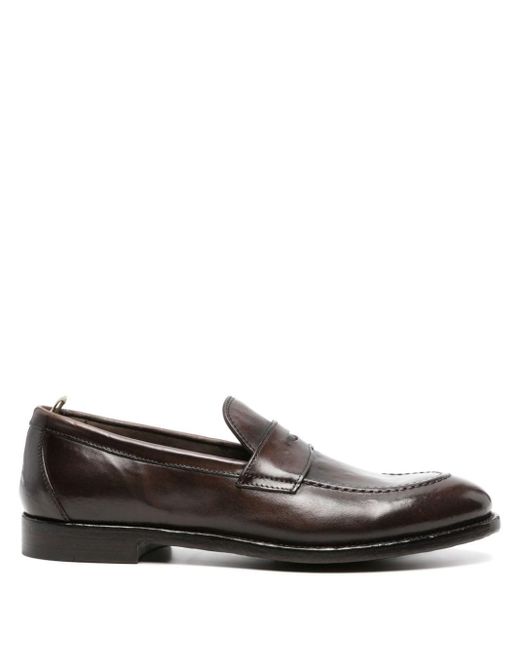 Officine Creative Brown Tulane 003 Leather Penny Loafers for men