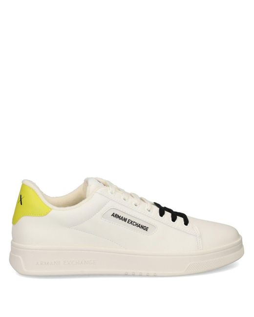 Armani Exchange White Double-coloured Laces Leather Sneakers for men