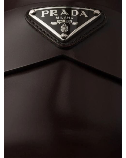 Prada Black Triangle-Logo Leather Loafers for men