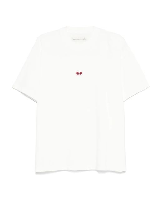 ALBERTO BRESCI White Embroidered T-Shirt for men