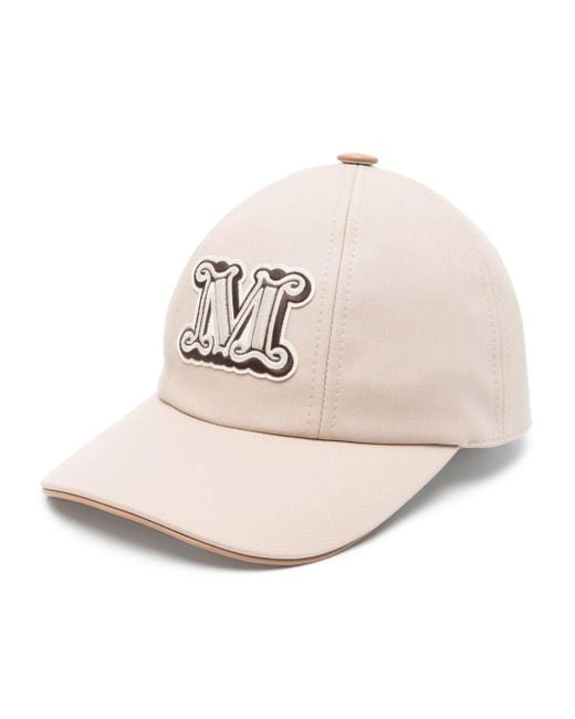 Max Mara Natural Logo-Appliqué Cotton-Blend Hat