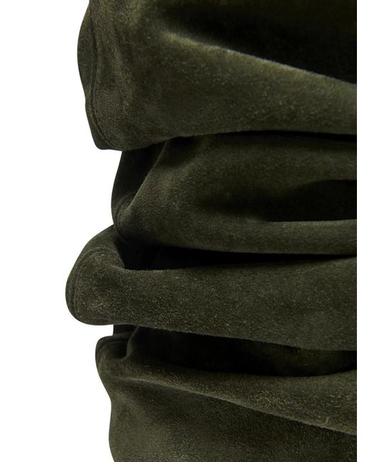 Balmain Black Suede Leather Wedge Thigh-High Boots
