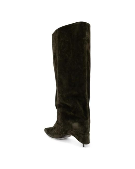 Balmain Black Anthem Buckle-Detail Suede Boots