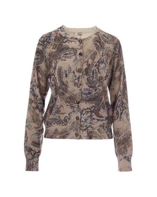 Liu Jo Brown Printed Knit Cardigan
