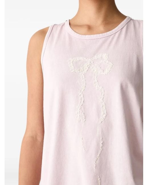 Miss Sixty Pink Bow-Patch Twist-Back Top