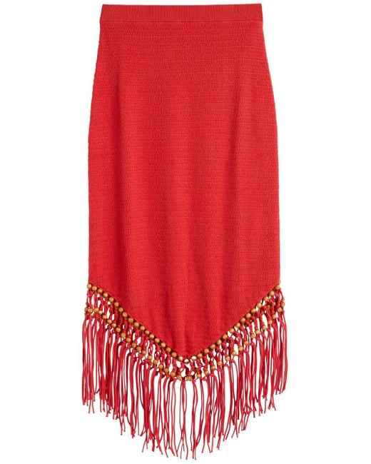 Chinti & Parker Red X Laura Whitmore Beaded Skirt