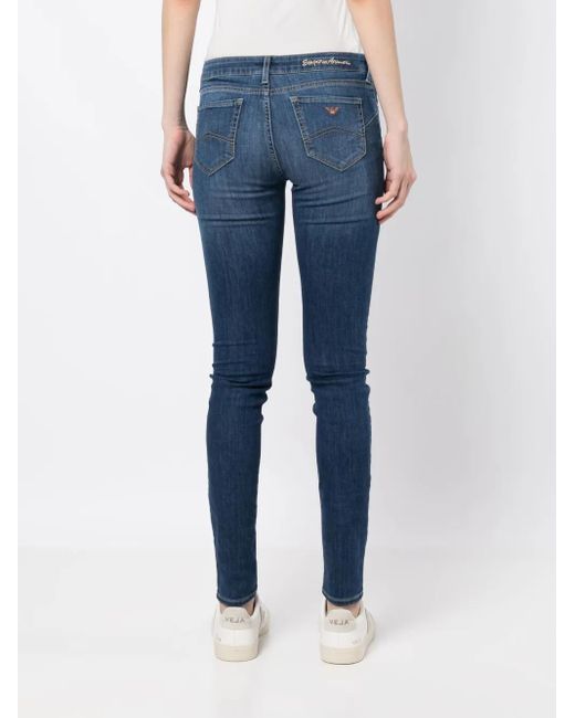 Emporio Armani Blue Embroidered-Logo Jeans