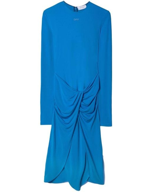 Off-White c/o Virgil Abloh Midi-jurk Met Gedraaid Detail in het Blue