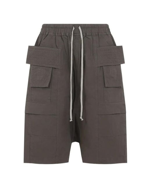 Rick Owens Gray Cotton Creatch Cargo Shorts for men