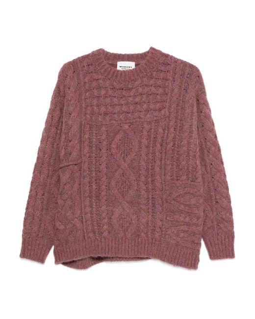 Isabel Marant Red Pullover Mit Zopfmuster