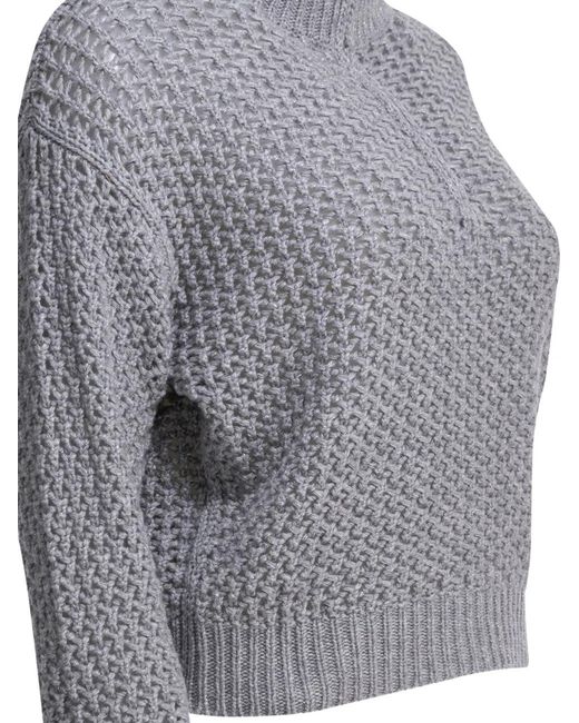 Max Mara Gray Tequila Half-Zip Sweater