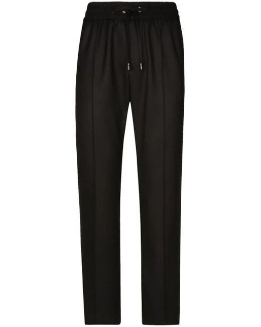 Dolce & Gabbana Black Tailored Wool Track Pants for men