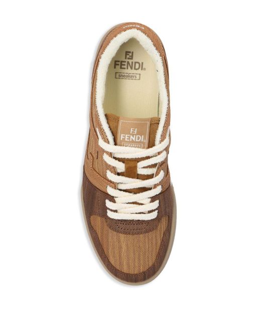 Fendi Brown Match Wood-treated Sneakers for men