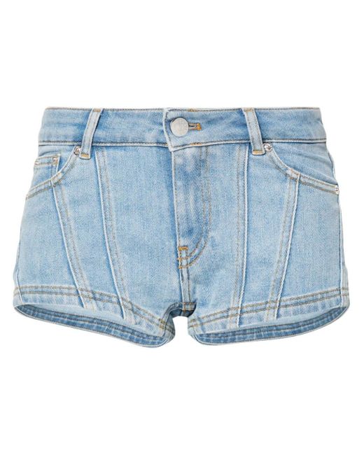 Mugler Blue Low-rise Denim Mini Shorts