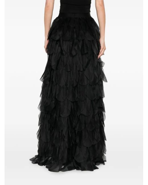 Max Mara Black Romana Tiered Ruffled Maxi Skirt