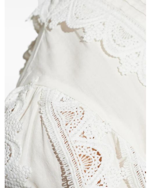 AllSaints White Hart Balloon-Sleeve Lace Top