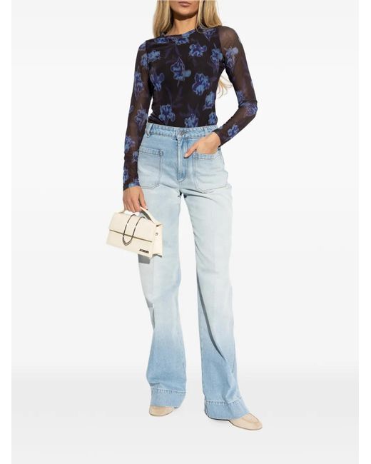 Rag & Bone Blue Floral-Print Long-Sleeves Top