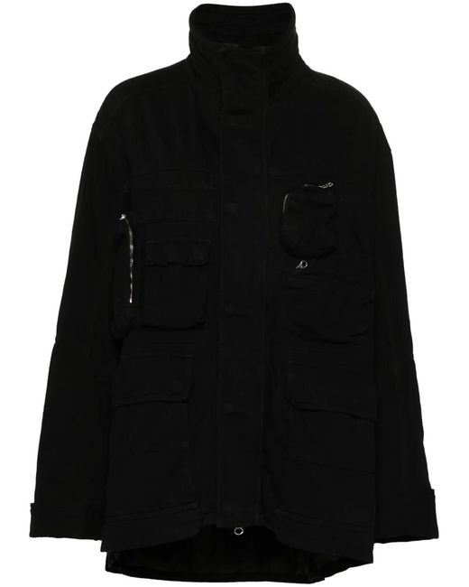 MM6 by Maison Margiela Black Cargo-Pocket Denim Jacket