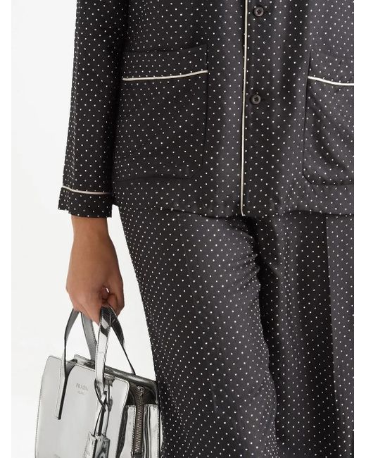 Prada Black Embroidered Twill Pajamas