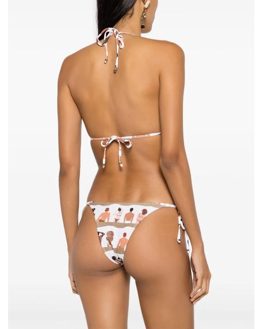 Amir Slama White Graphic-Print Halterneck Two-Piece Bikini