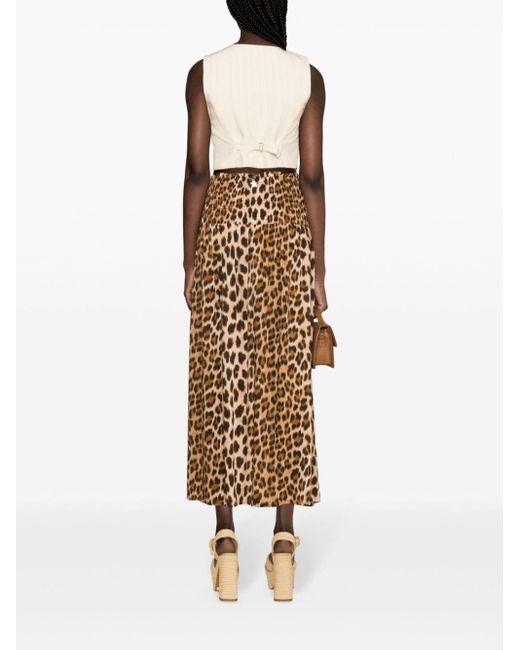 Falda midi con estampado de leopardo Liu Jo de color Natural