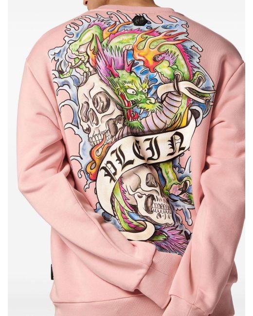 Philipp Plein Pink Tattoo-print Crew-neck Sweatshirt for men