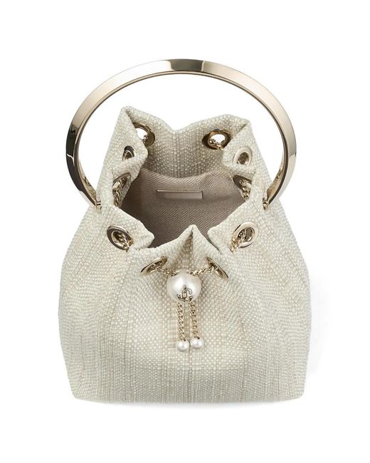 Jimmy Choo White Bon Bon Bucket Bag
