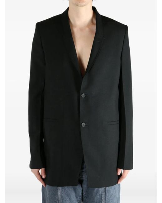 Rick Owens Black Three-Button Back-Strap Jacket for men