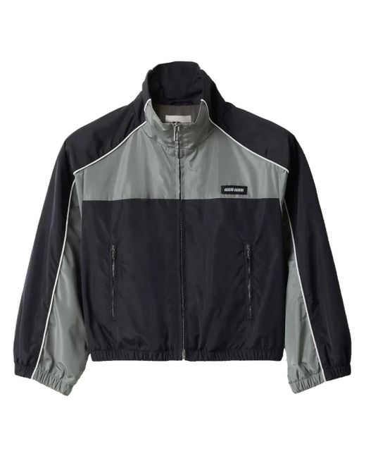 Miu Miu Black Technical Silk Zipper Blouson Jacket