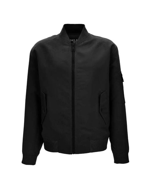 Versace Jeans Couture Black Zip Ribbed Jacket for men