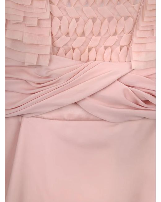 Valentino Garavani Pink Embroidered Frill Maxi Dress