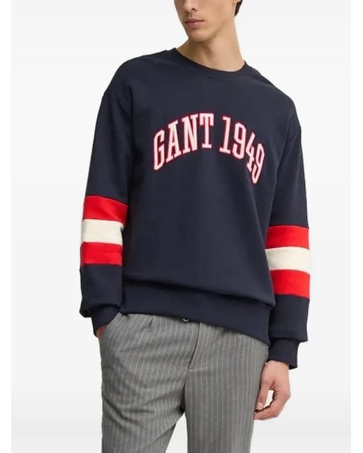 Gant Blue Logo-Embroidered Sweatshirt for men