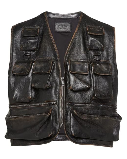 Prada Weste Mit Cargotaschen in Black für Herren