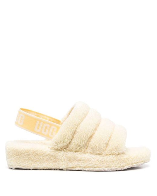UGG Wool Fluff Yeah Terry Slides in Yellow | Lyst