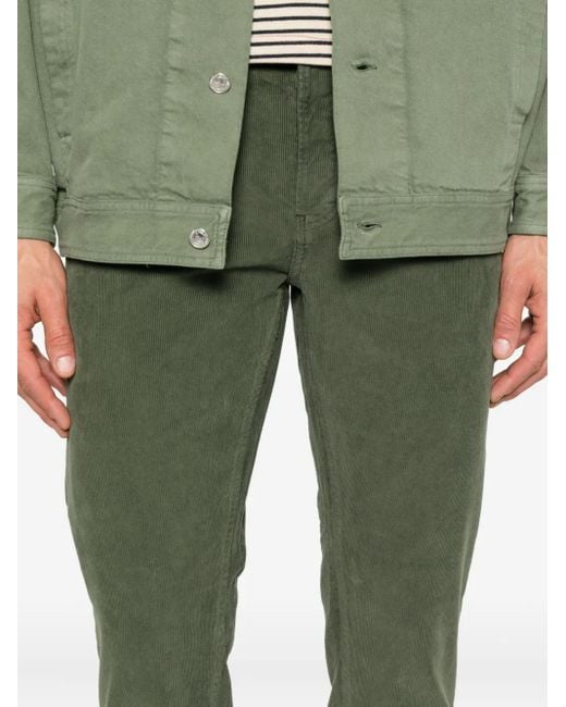PT Torino Green Corduroy Five-Pocket Trousers for men