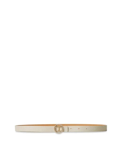 Twinset White Lizard Skin-Effect Leather Belt