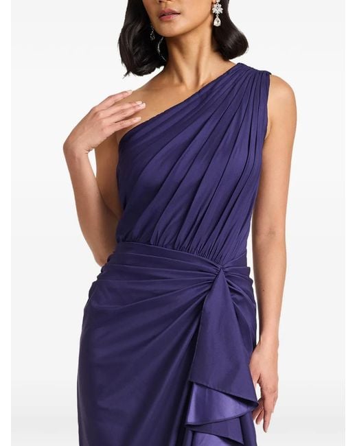 Tadashi Shoji Blue One-Shoulder Ruffled Maxi Dress