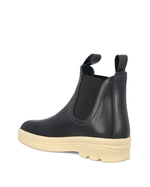 Loro Piana Blue Elastic-Insert Calfskin Boots