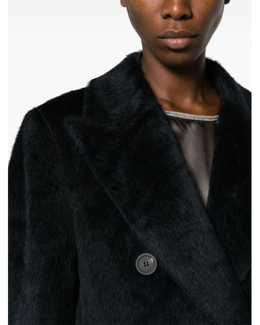 Peserico Black Abric Double-breasted Coat