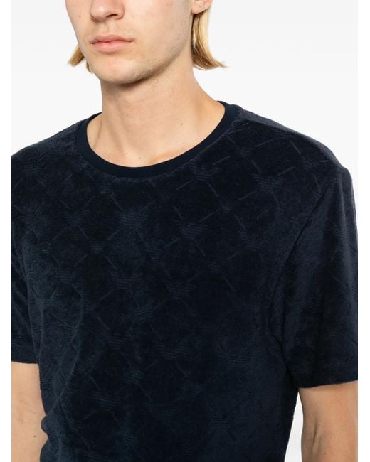 Emporio Armani Blue Logo-Jacquard Terry T-Shirt for men