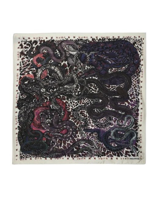 Zadig & Voltaire Black Debbie 85 Snakes Scarf