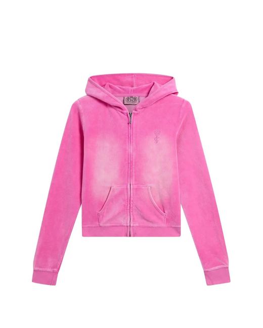 Juicy Couture Pink Hoodie À Effet Délavé Zippé