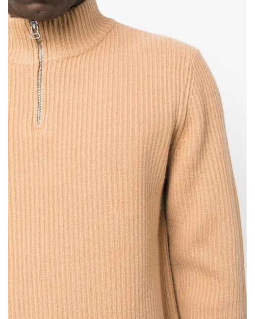 A.P.C. Brown Ribbed-Knit High-Neck Jumper for men